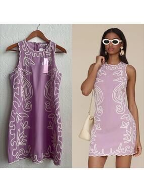 Avec Les Filles Embroidered Seahorse Sleeveless Minidress | Size 6